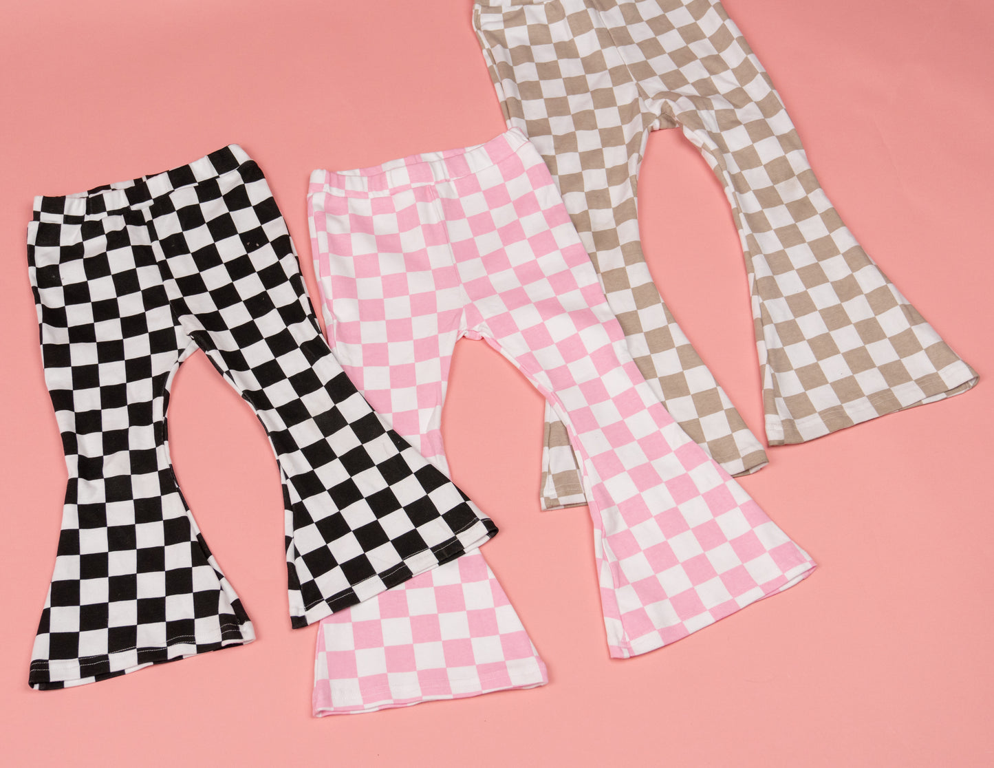 Checkered Flare Pants - Black