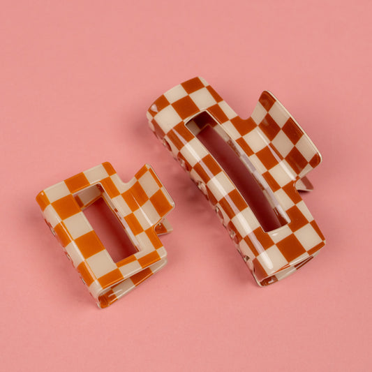 Checkered Claw Clip (Brown)
