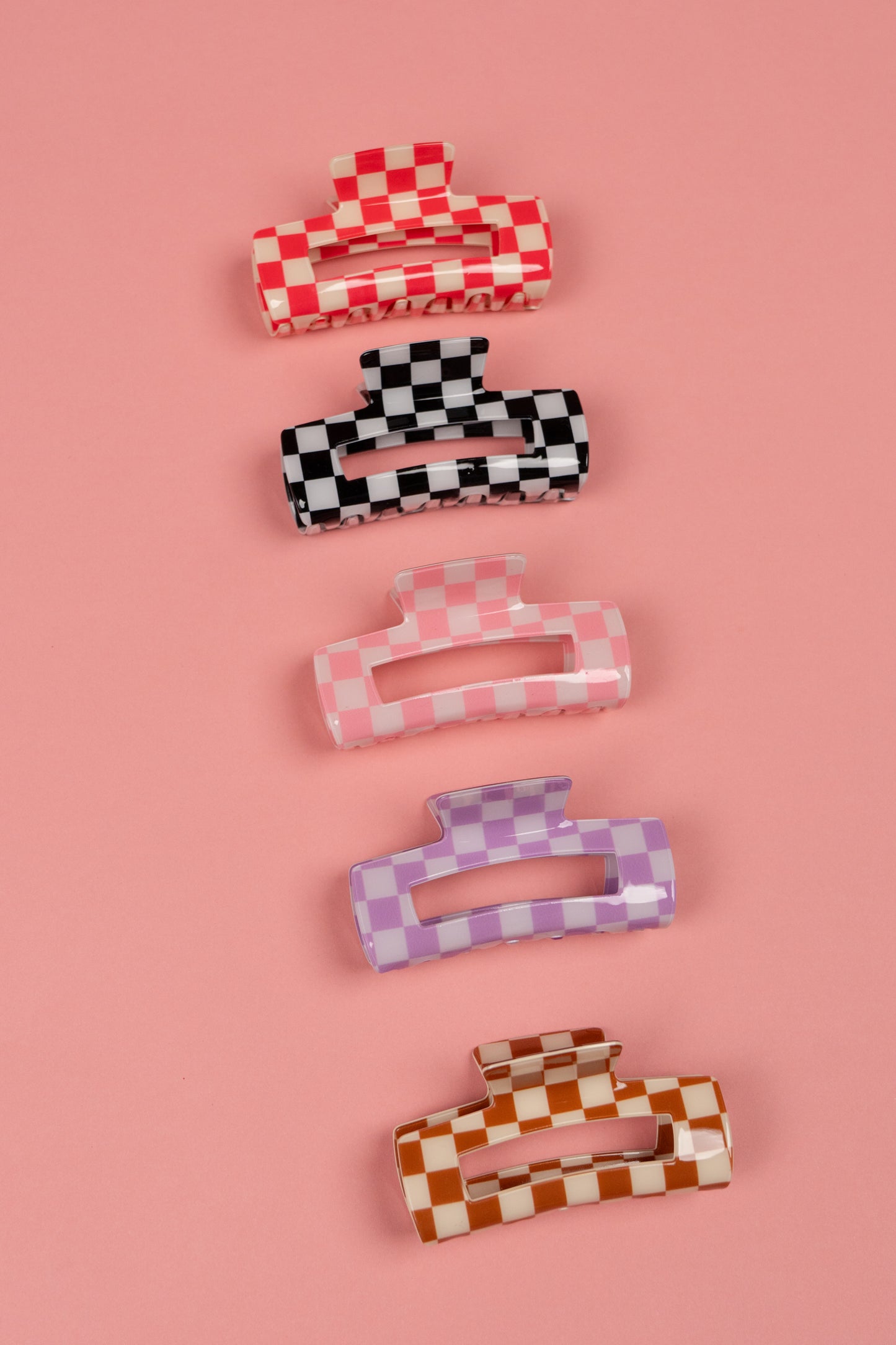 Checkered Claw Clip (Hot Pink)