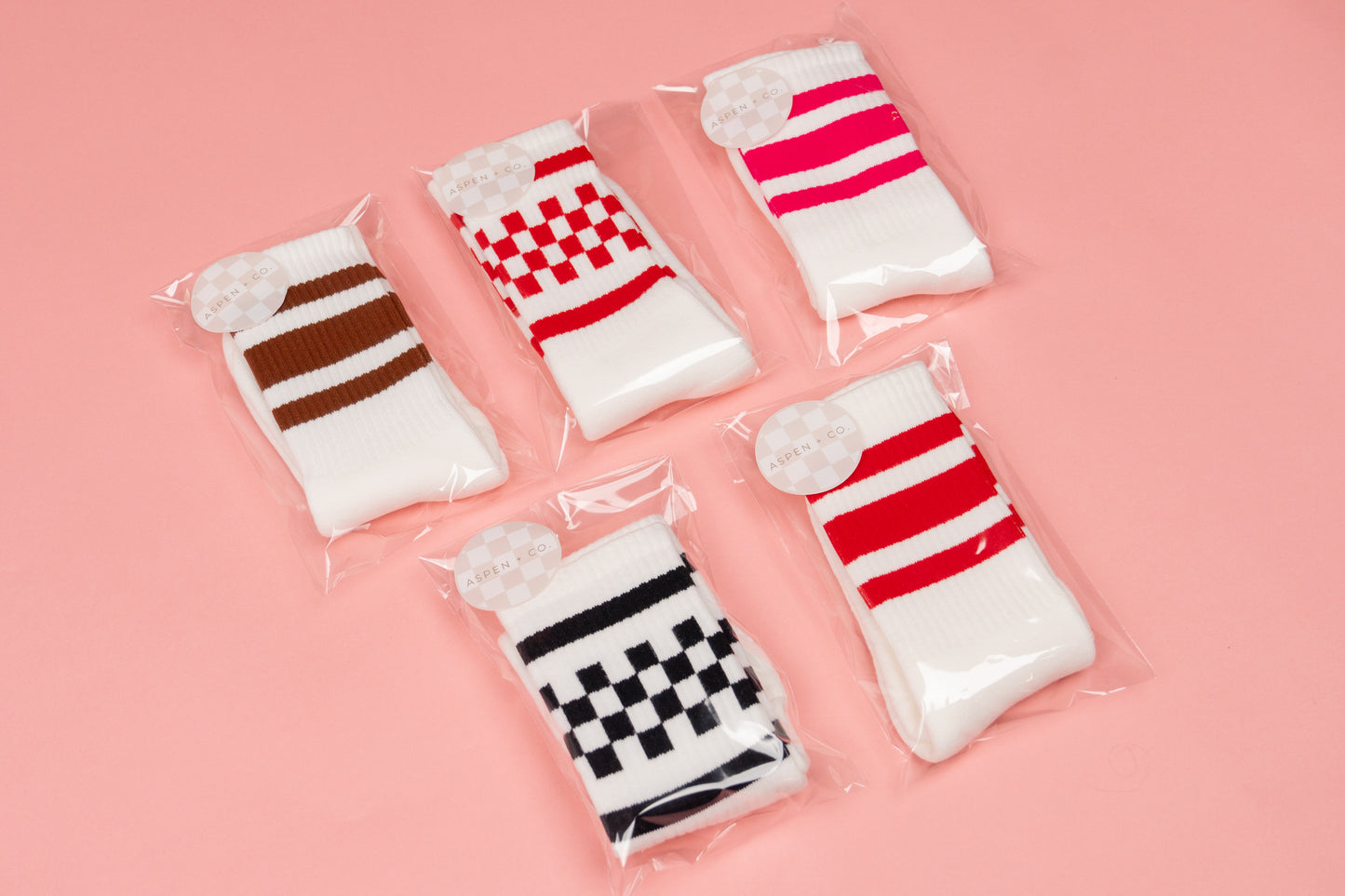 Checkered Crew Socks (White/Black)