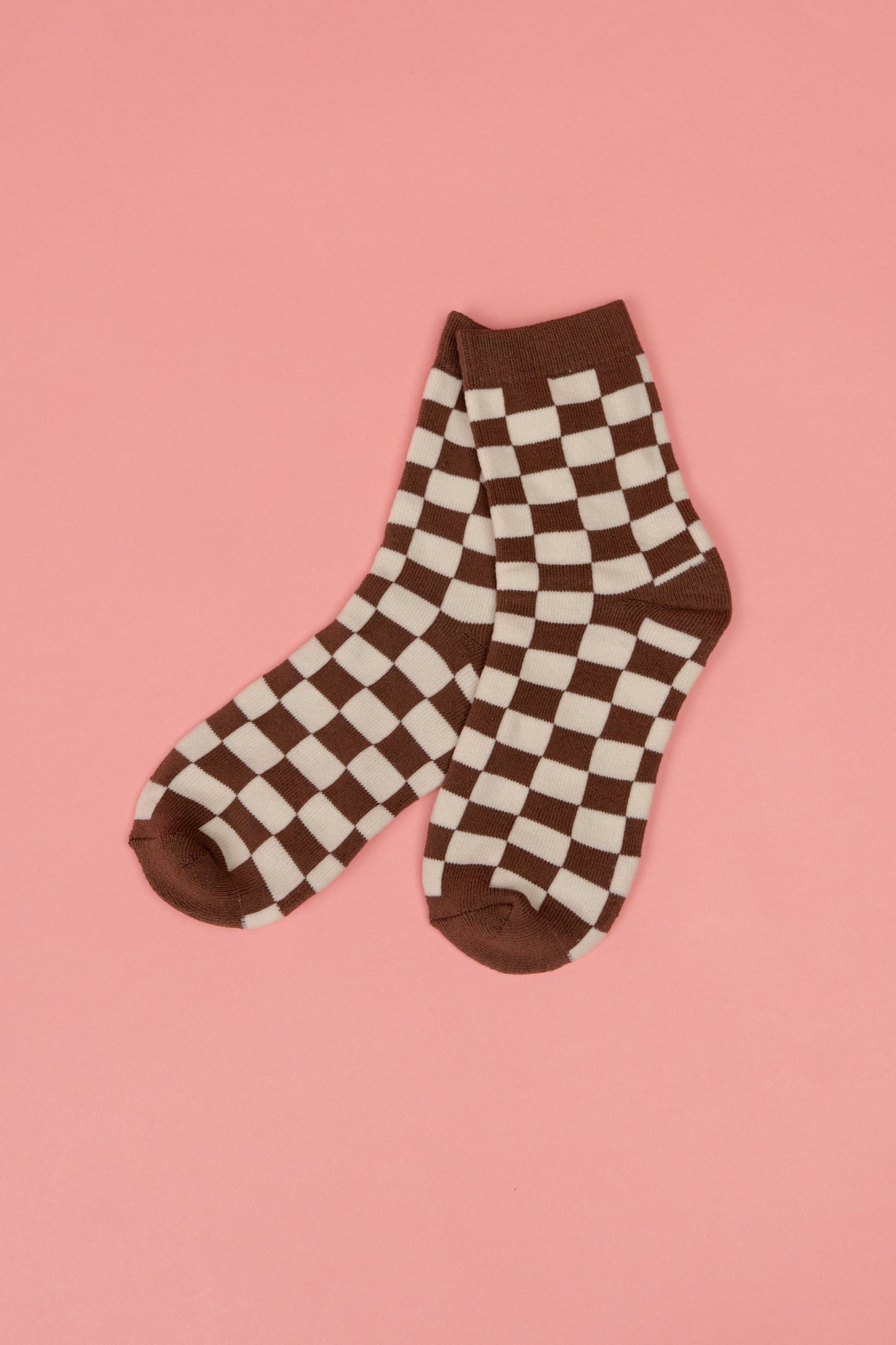 Women's Checkered Socks (Coffee)