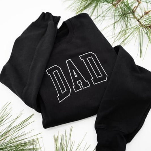 Dad Varsity (White) - Embroidered Sweatshirt (Black)