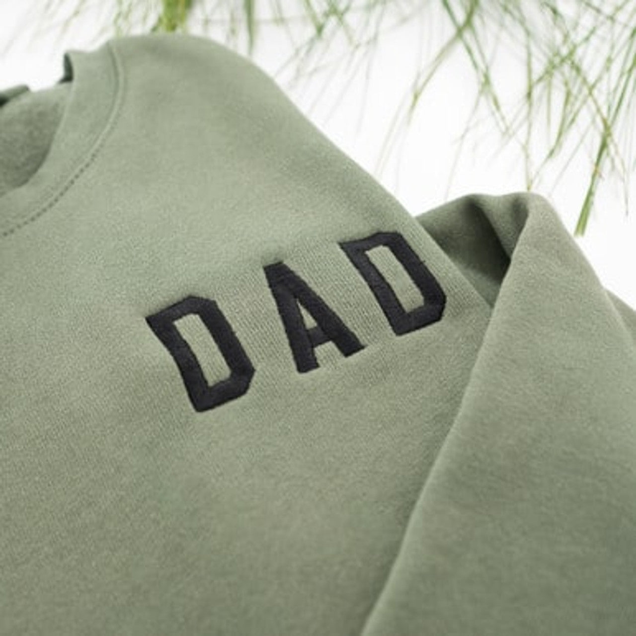 Dad (Black) - Embroidered Sweatshirt (Military Green)
