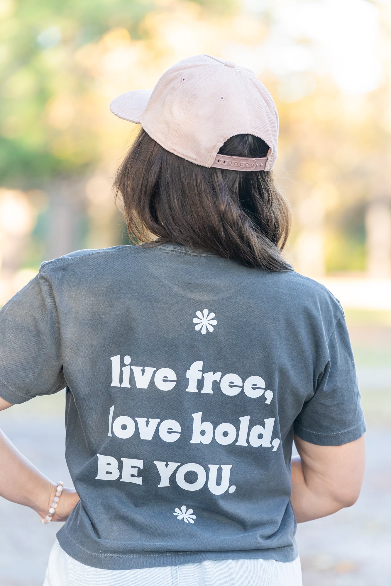 Live Free Love Bold Be You - Cropped Tee (Smoke)