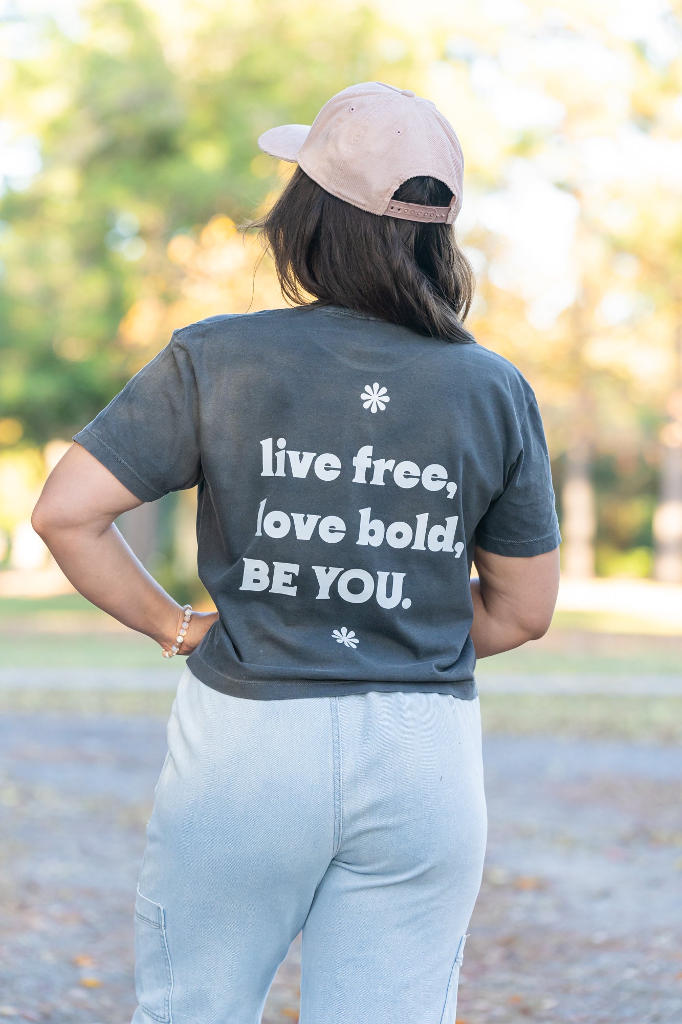 Live Free Love Bold Be You - Cropped Tee (Smoke)