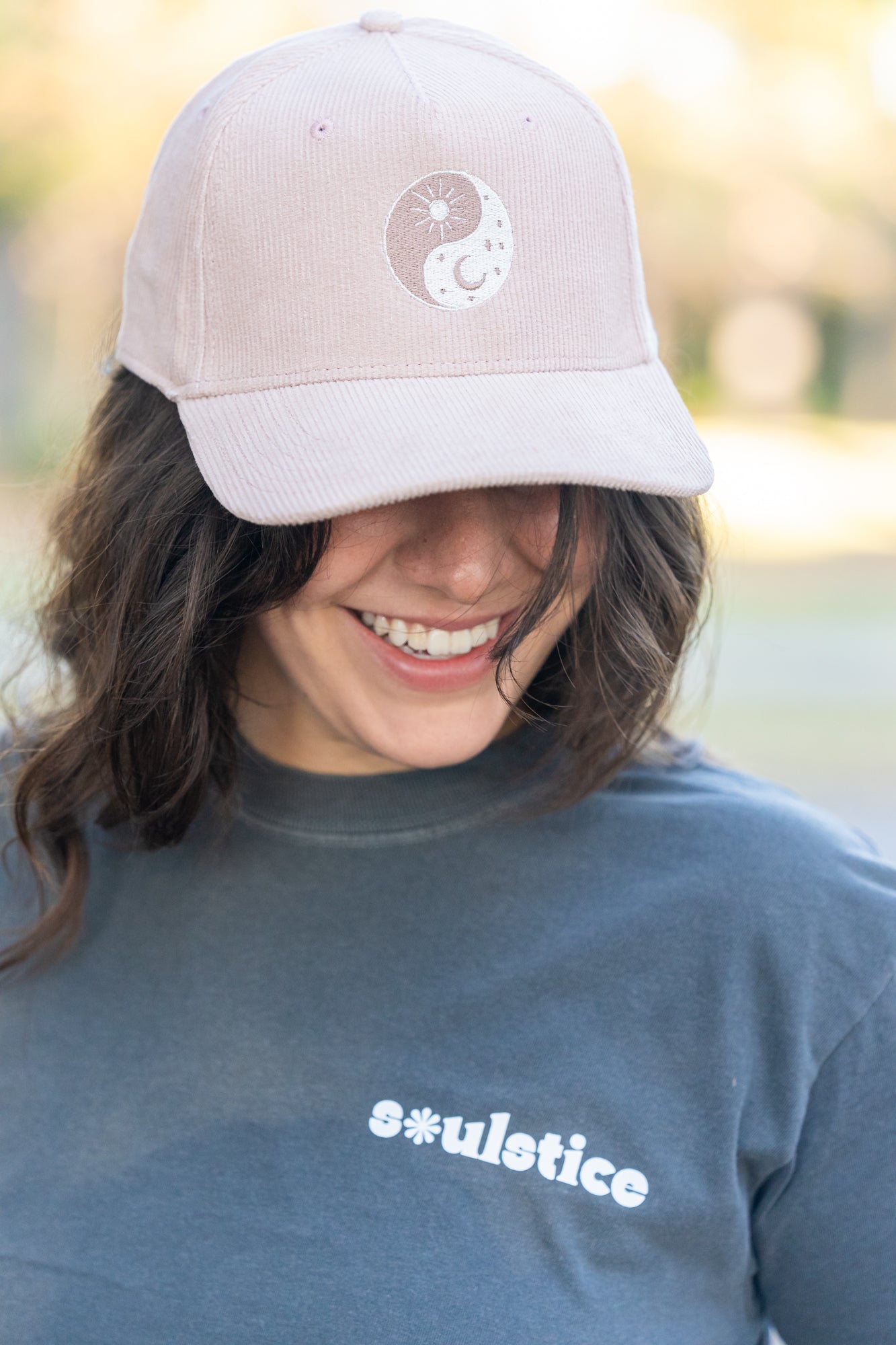 Celestial Yin Yang - Corduroy Trucker Hat (Dusty Rose)