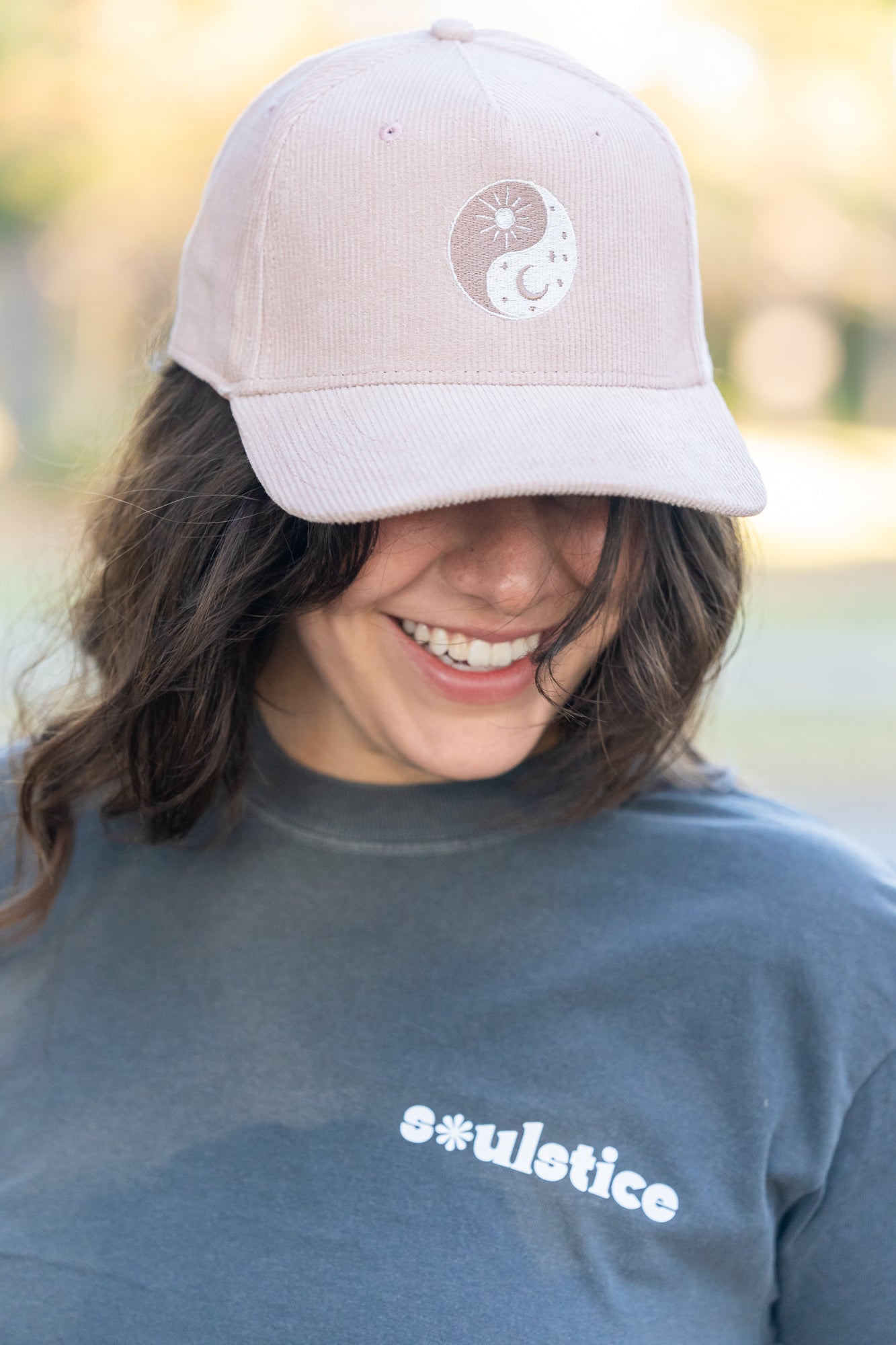 Celestial Yin Yang - Corduroy Trucker Hat (Dusty Rose)