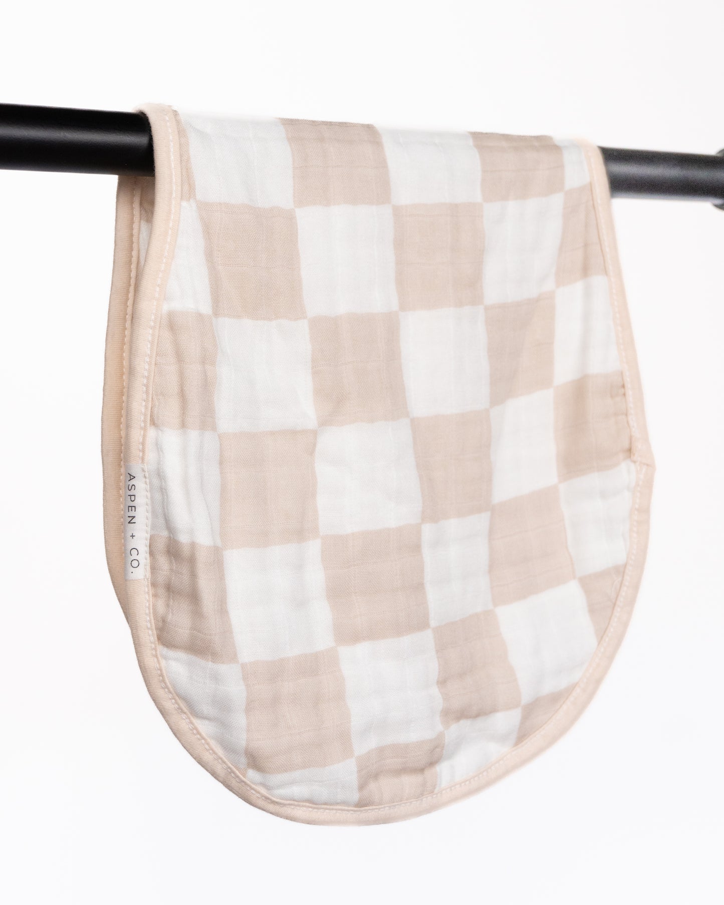 Taupe Checkered - Bamboo Cotton Burp Cloth