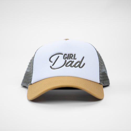 Girl Dad® (Ace, Olive) - Trucker Hat (White/Wheat/Elmwood)