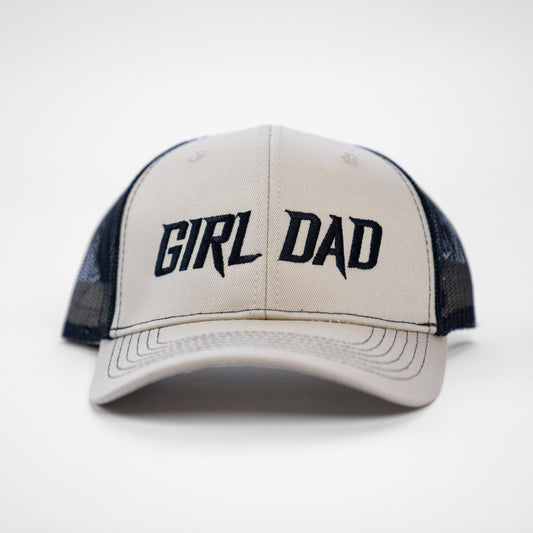 Girl Dad® (Metal, Black) - Trucker Hat (Khaki/Black)