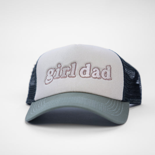 Girl Dad® (LC Murray, Natural/Toffee) - Trucker Hat (Stone/Moss/Charcoal)