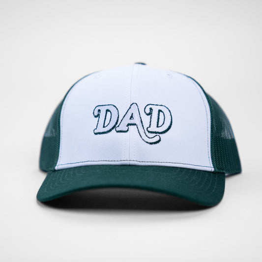 Dad (UC Murray, White/Forest) - Trucker Hat (White/Dark Green)