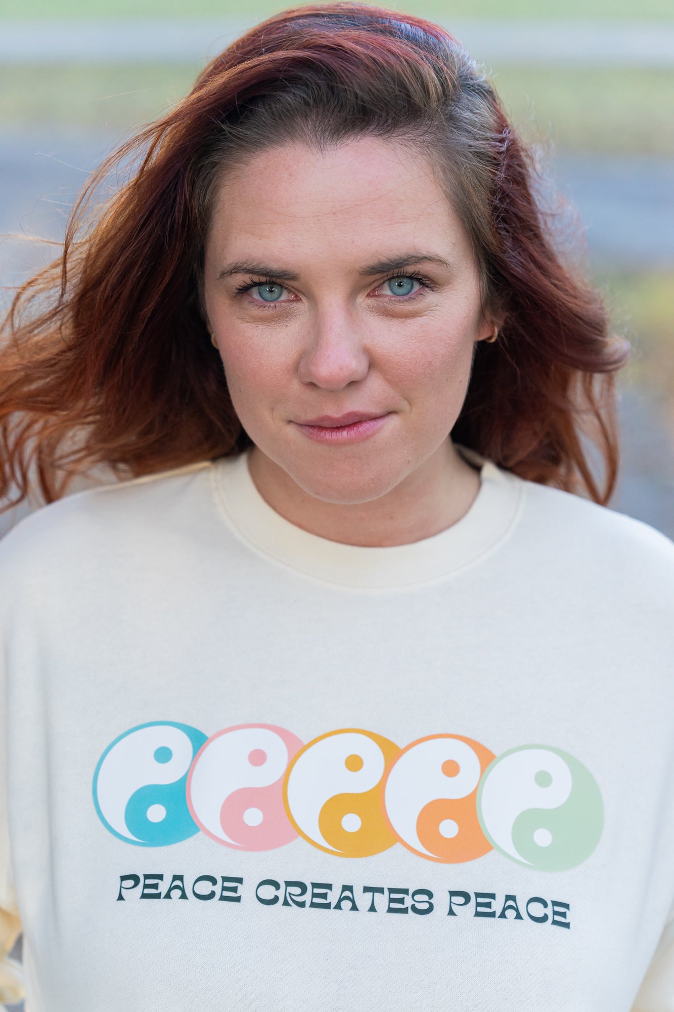 Peace Creates Peace (Multi Color Yin Yang) - Cropped Sweatshirt (Natural)