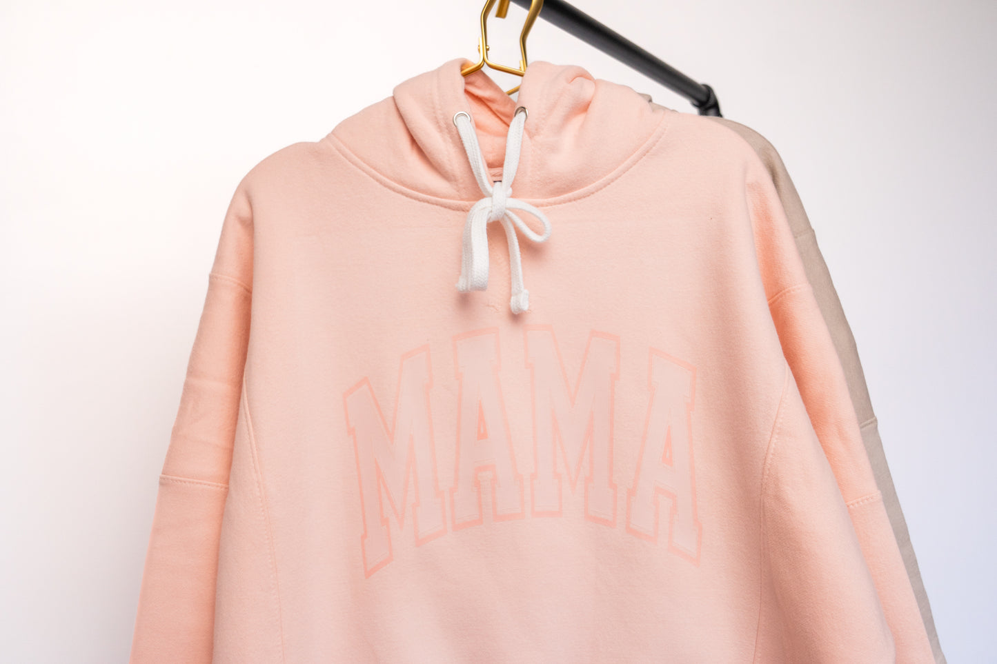 Mama Subtle Varsity - Boxy Cropped Hoodie (Pink)