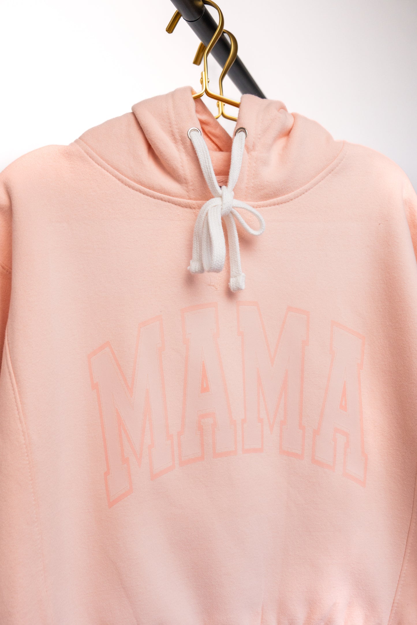 Mama Subtle Varsity - Boxy Cropped Hoodie (Pink)