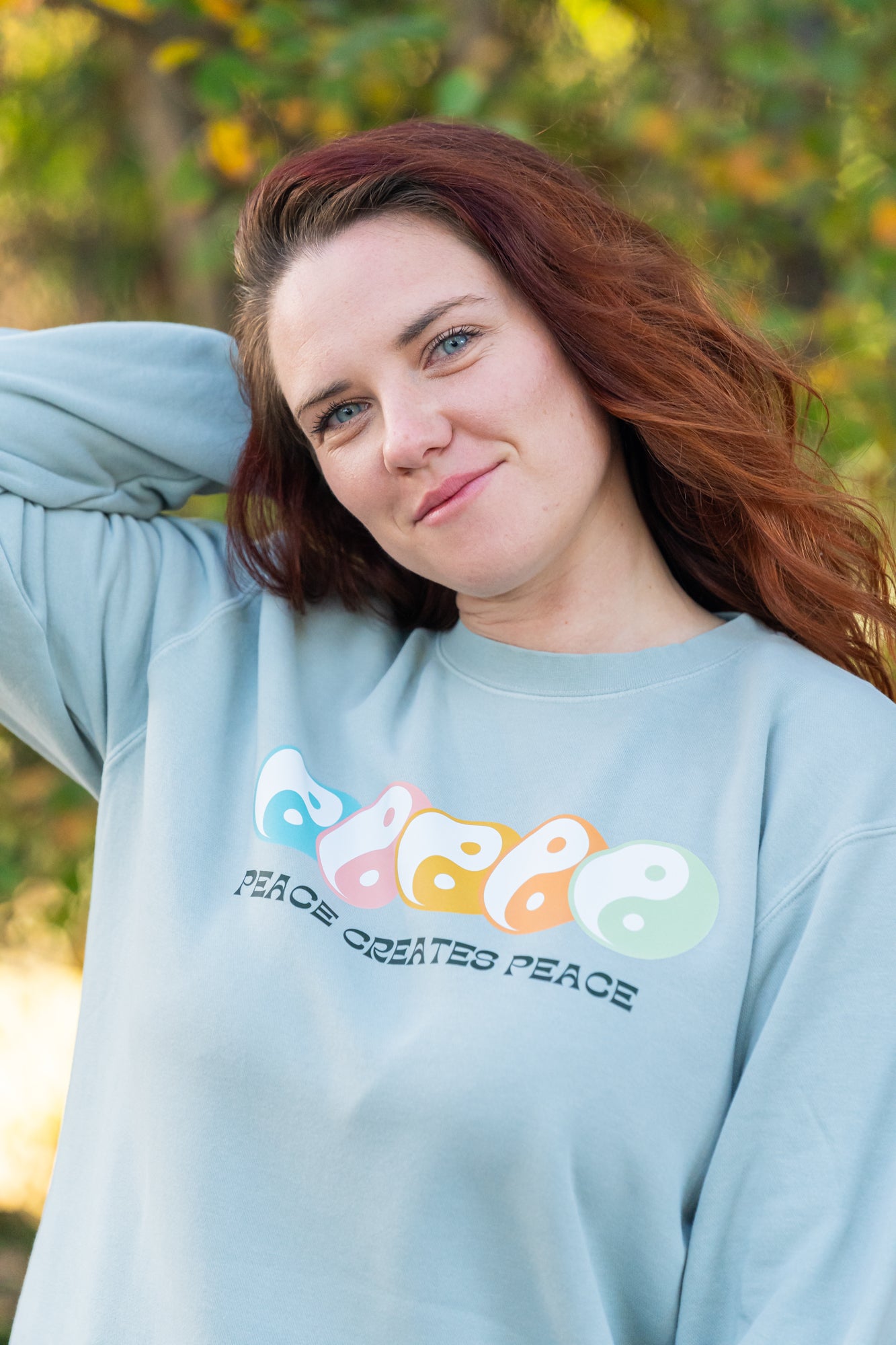 Peace Creates Peace (Multi Color Yin Yang) - Sweatshirt (Sea Salt)