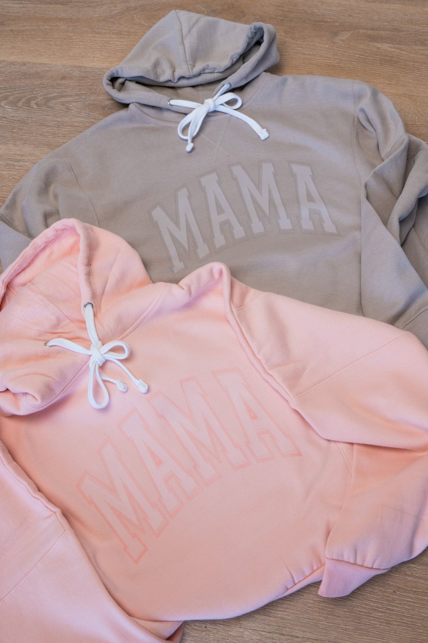 Mama Subtle Varsity - Boxy Cropped Hoodie (Tan)