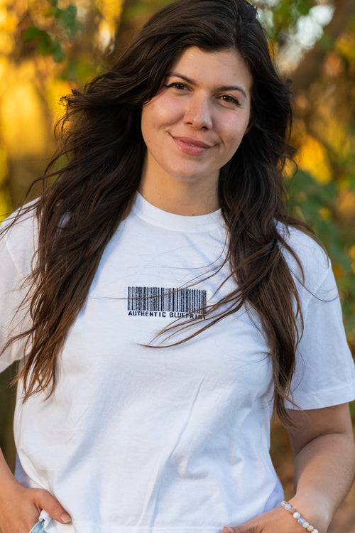 Authentic Blueprint -  Embroidered Cropped Tee (White)