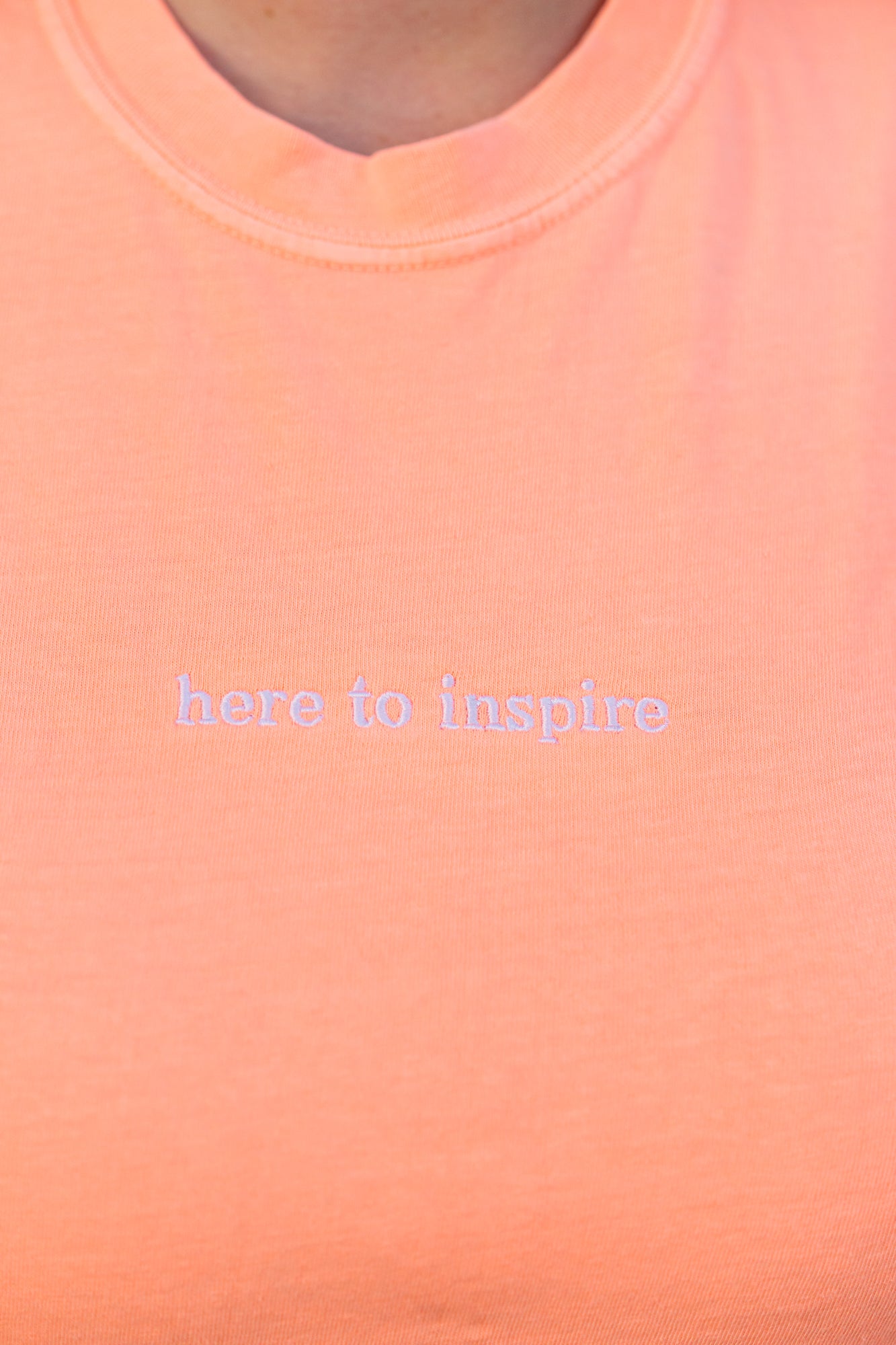 Here To Inspire - Embroidered Cropped Tee (Electric Apricot)