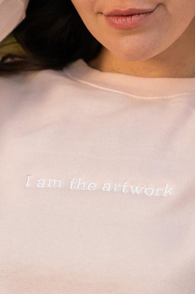 I Am The Artwork - Embroidered Cropped Sweatshirt (Blush)