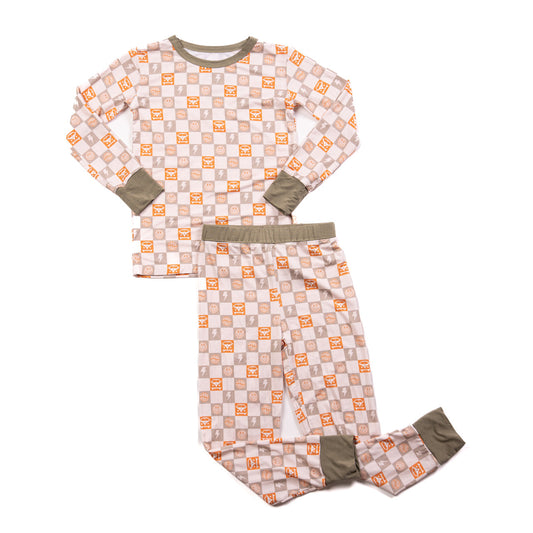 Good Vibes Retro Checkered - Bamboo 2 pc Pajama Set
