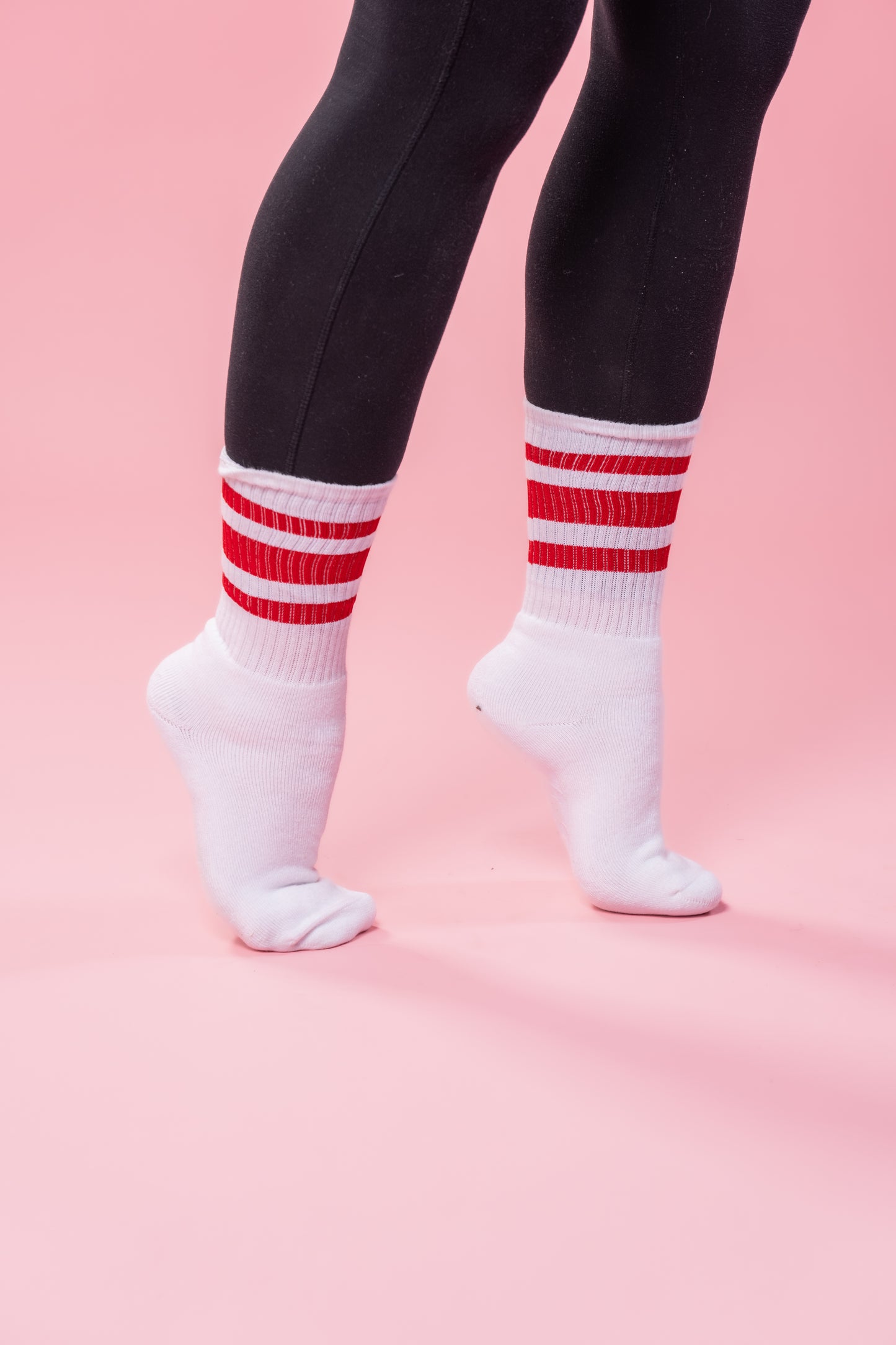 Striped Crew Socks (White/Red)