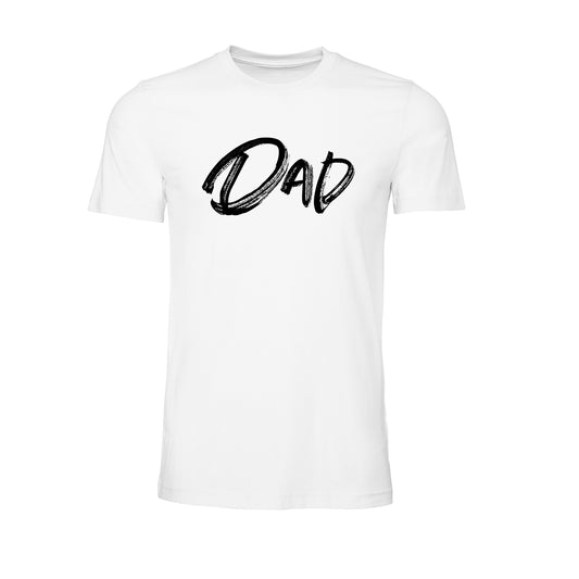 Dad (Brushed, Black, Across Front) - Tee (White)