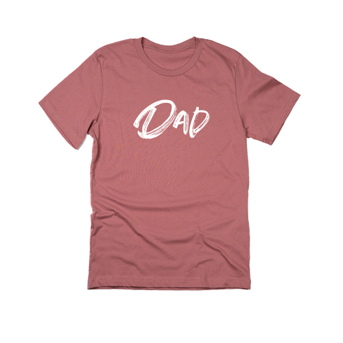 Dad (Brushed, White, Across Front) - Tee (Mauve)