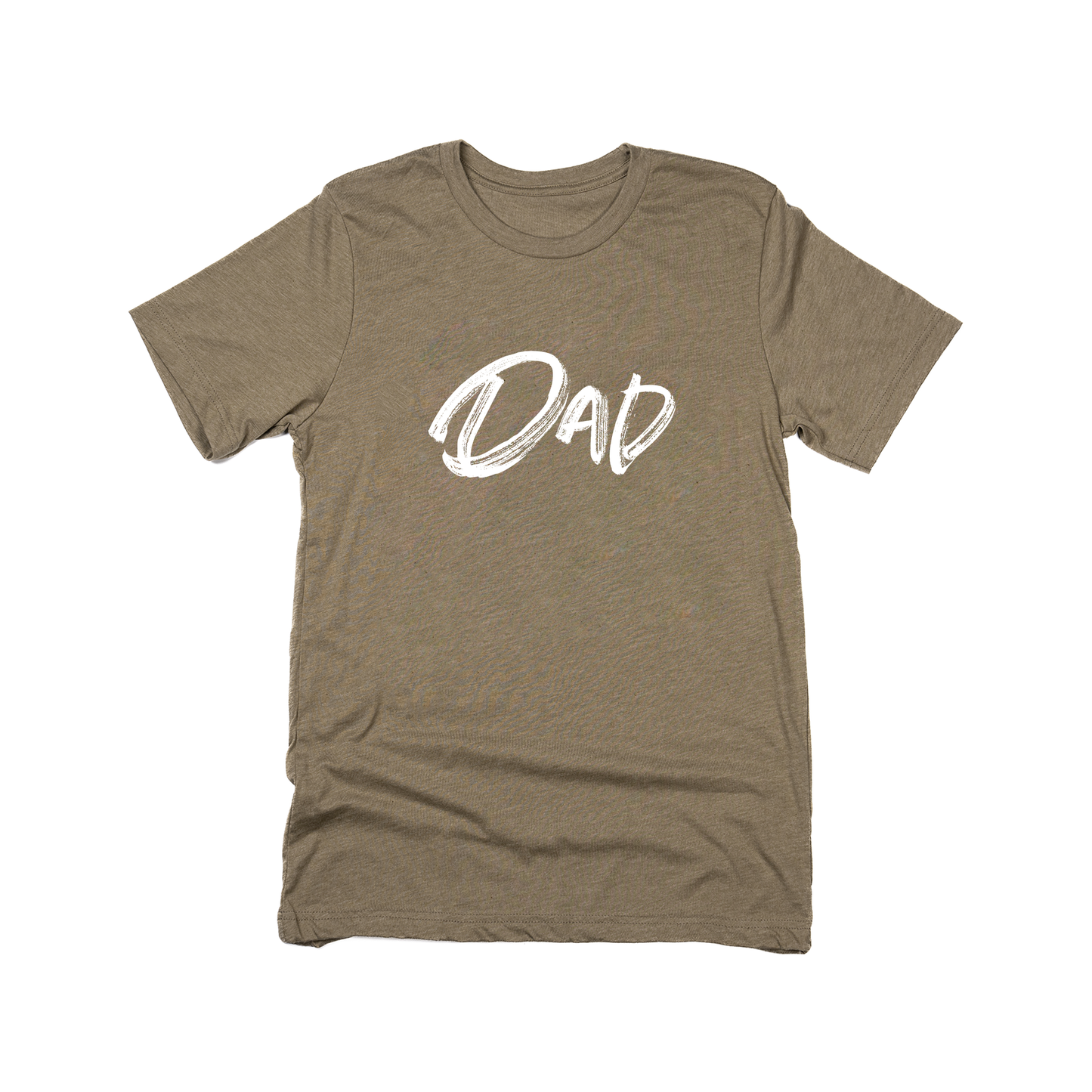 Dad (Brushed, White, Across Front) - Tee (Olive)