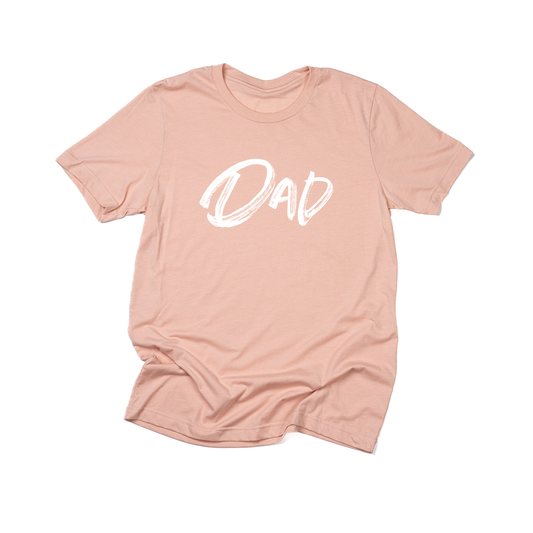 Dad (Brushed, White, Across Front) - Tee (Peach)