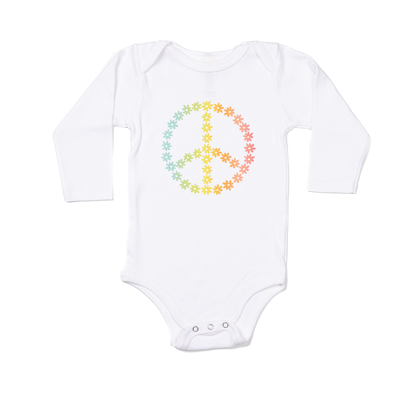 Daisy Peace Sign - Bodysuit (White, Long Sleeve)