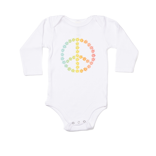 Daisy Peace Sign - Bodysuit (White, Long Sleeve)