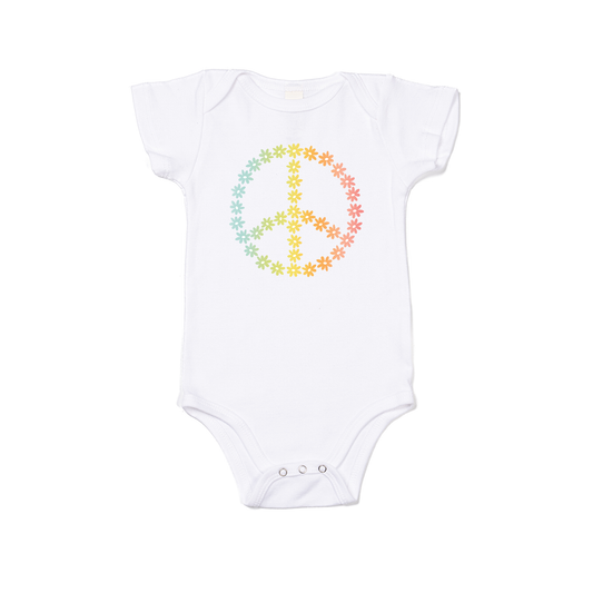 Daisy Peace Sign - Bodysuit (White, Short Sleeve)