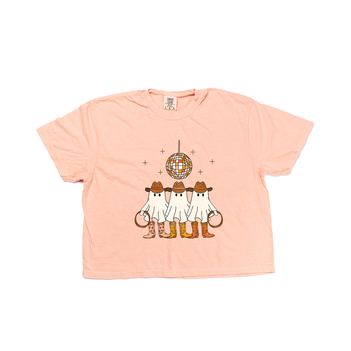 Disco Western Ghosts - Cropped Tee (Peach)