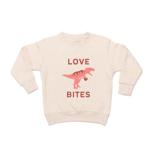 Love Bites (Dino Version) - Kids Sweatshirt (Heather Natural)