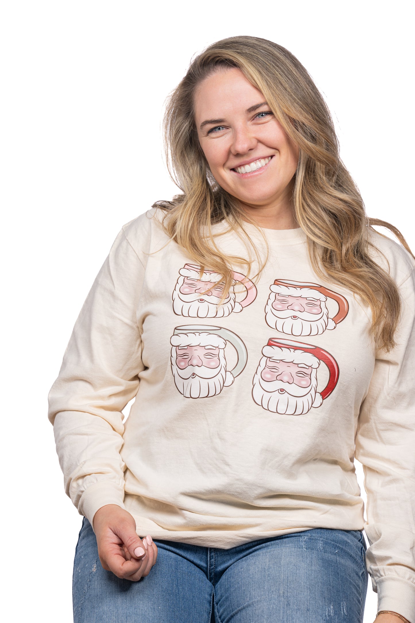 Santa Mugs - Tee (Vintage Natural, Long Sleeve)