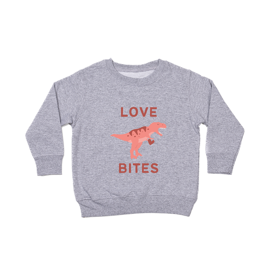 Love Bites (Dino Version) - Kids Sweatshirt (Heather Gray)
