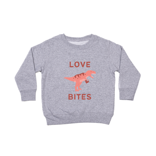 Love Bites (Dino Version) - Kids Sweatshirt (Heather Gray)