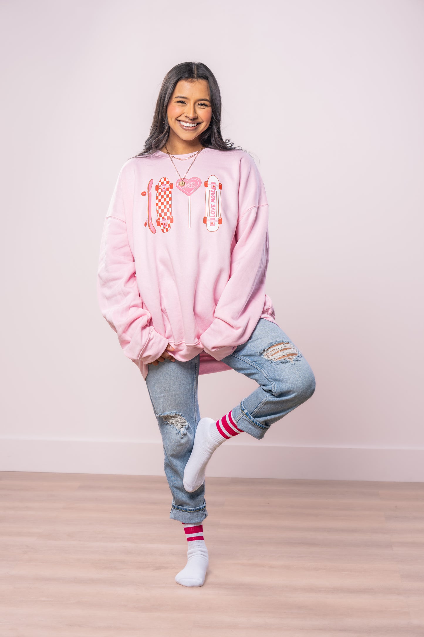 Love Skateboards (Pink) - Sweatshirt (Light Pink)