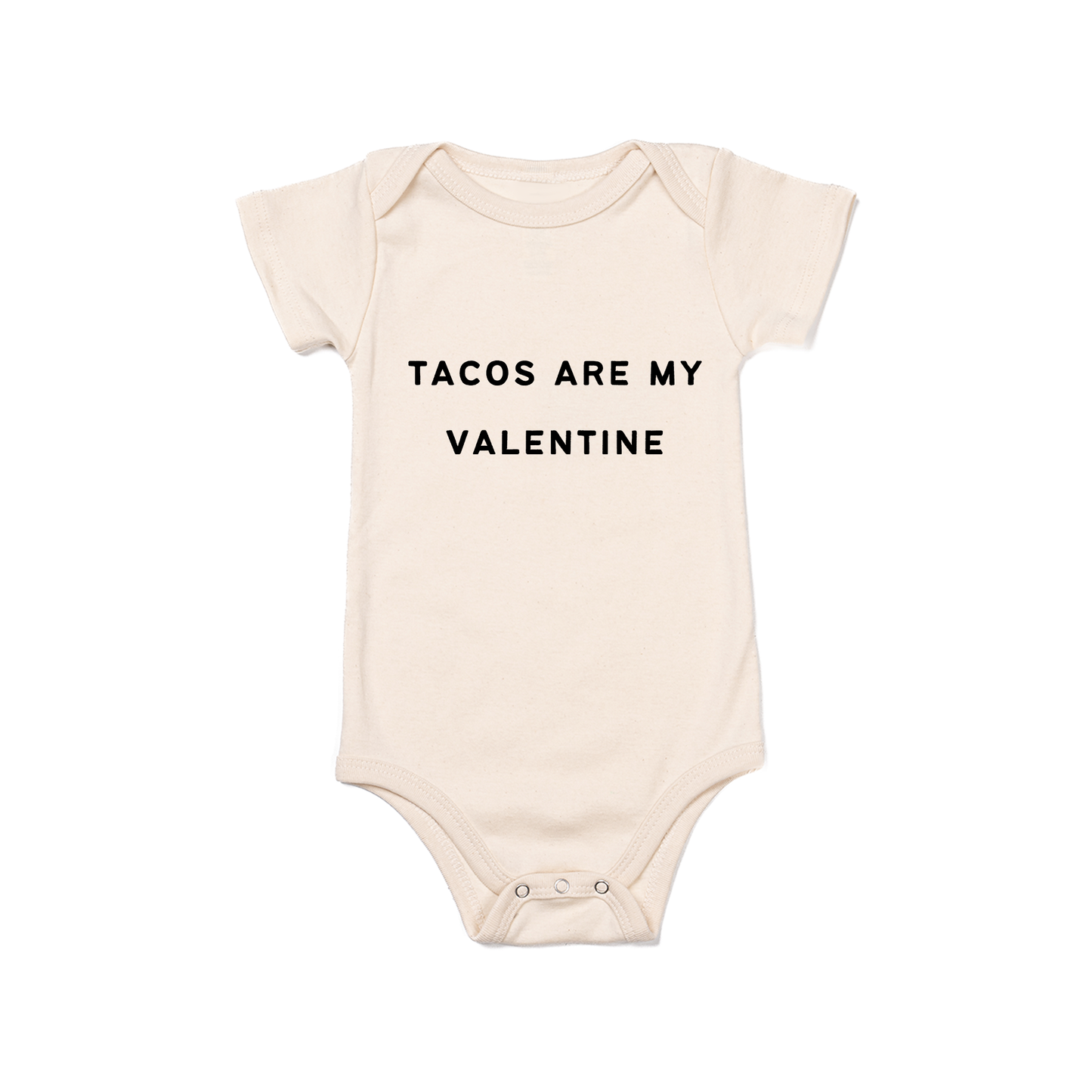 Tacos Are My Valentine (Black) - Bodysuit (Natural, Short Sleeve)