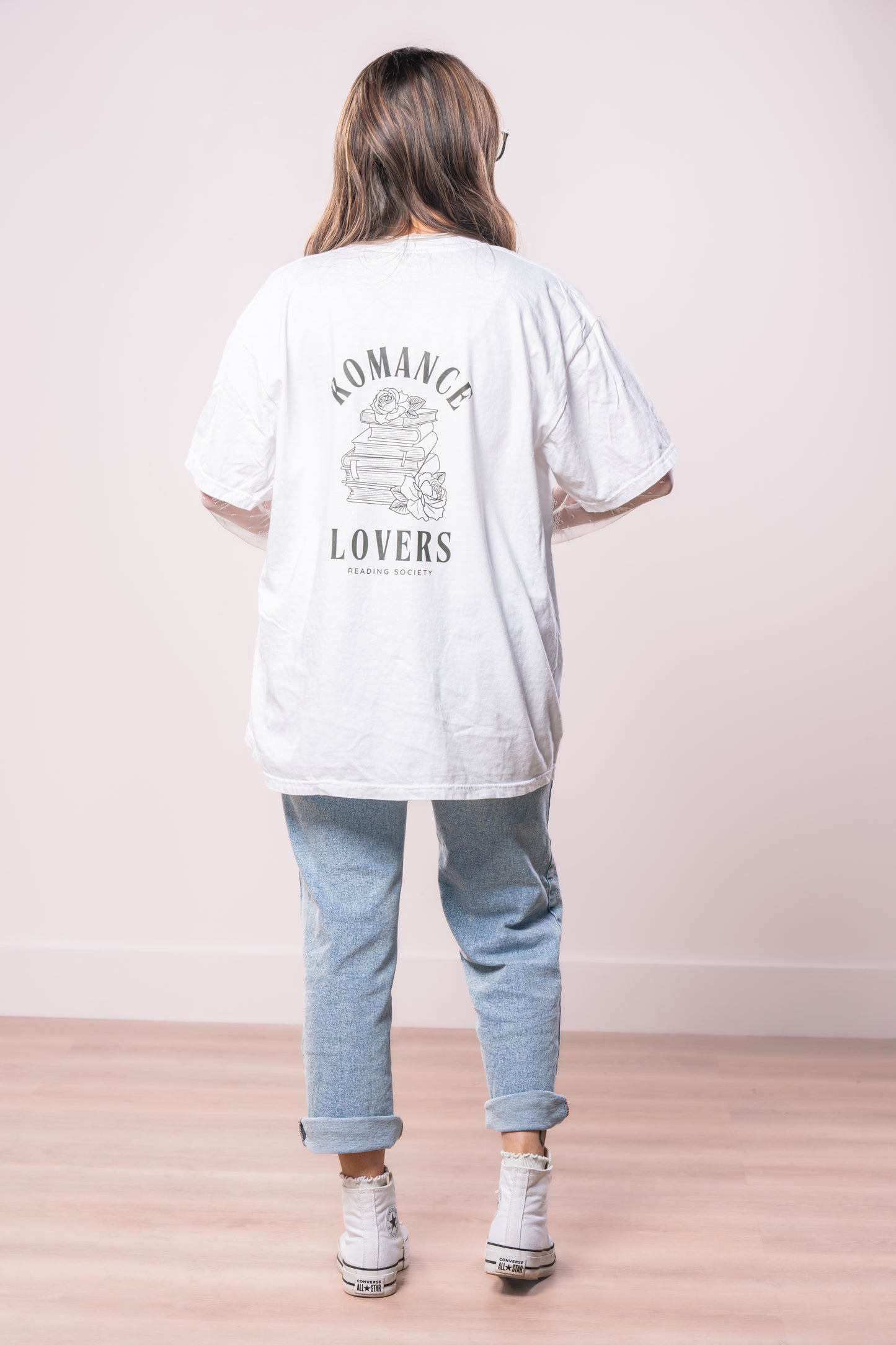 Romance Lovers Reading Society (Pocket & Back) - Tee (Vintage White, Short Sleeve)