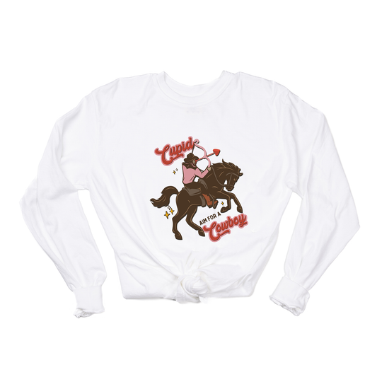 Cupid Aim For A Cowboy - Tee (Vintage White, Long Sleeve)