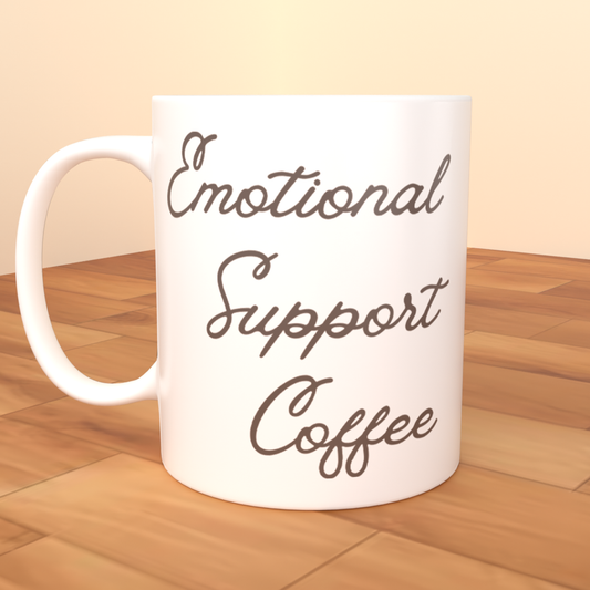 Emotional Support Coffee - Coffee Mug (All White)