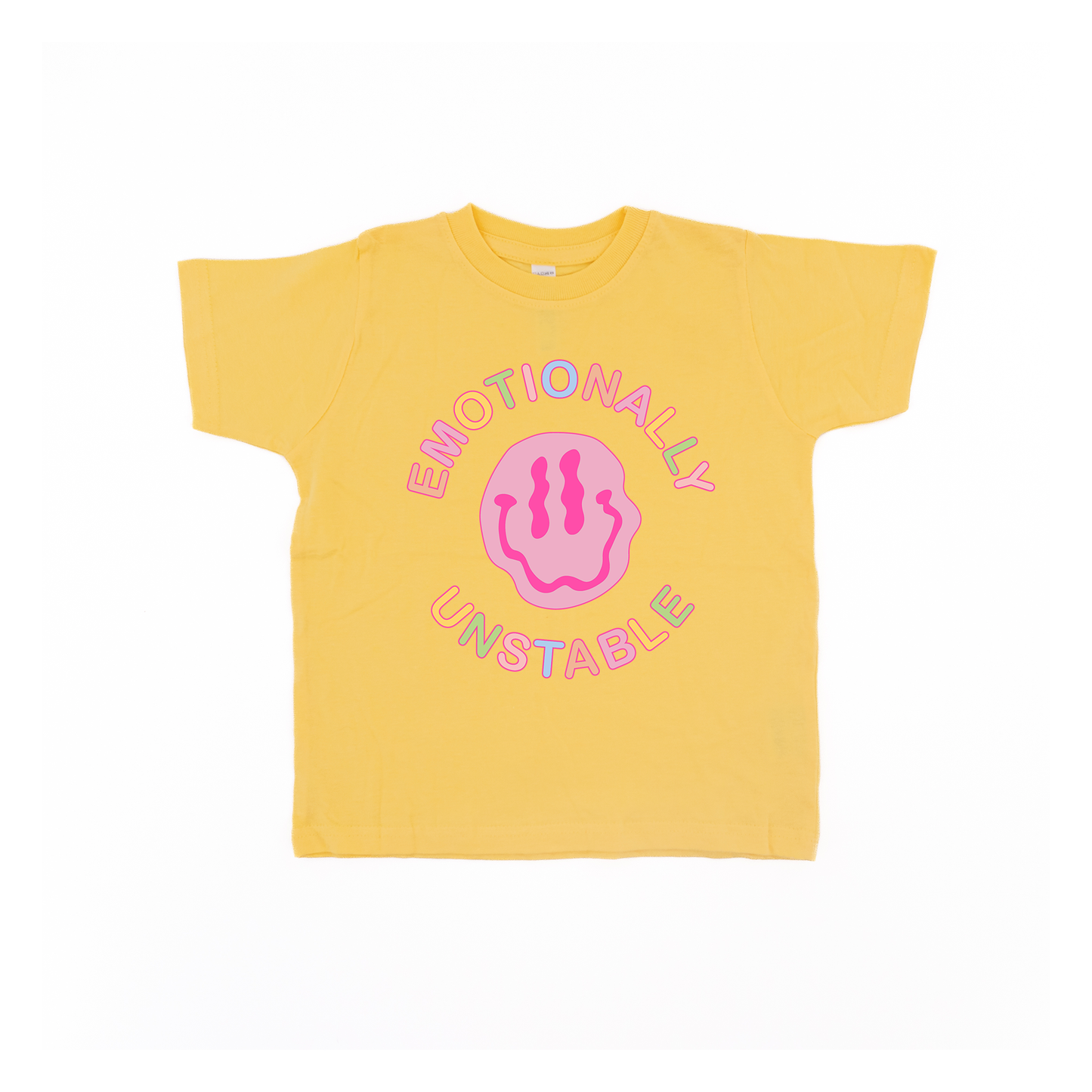 Emotionally Unstable (Across Front) - Kids Tee (Yellow)