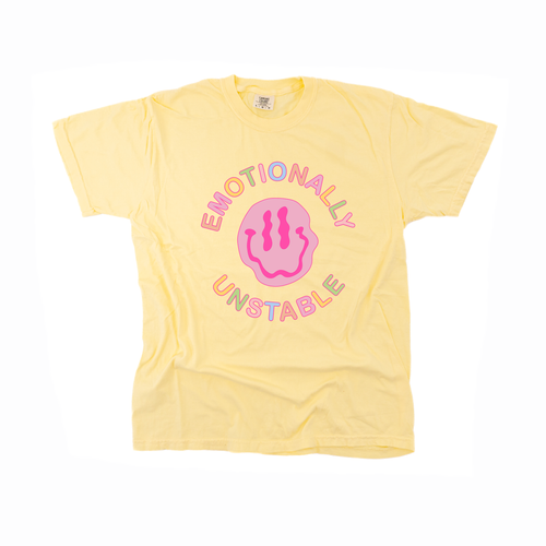 Emotionally Unstable (Across Front) - Tee (Pale Yellow)