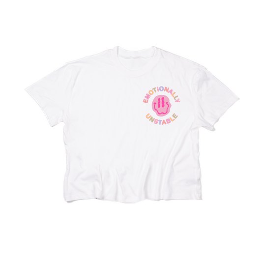 Emotionally Unstable (Pocket) - Cropped Tee (White)