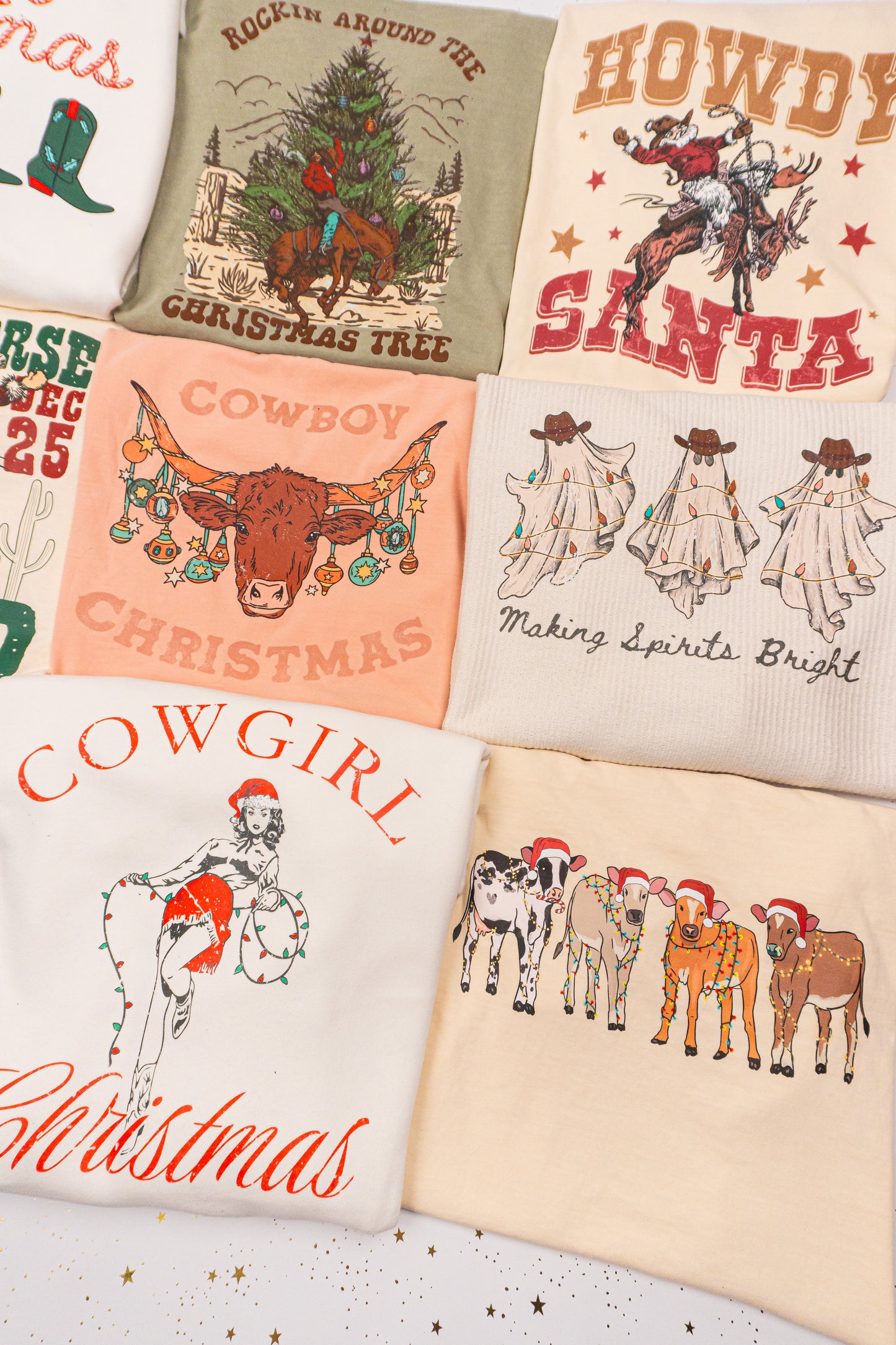 Christmas Cows - Tee (Vintage Natural, Long Sleeve)