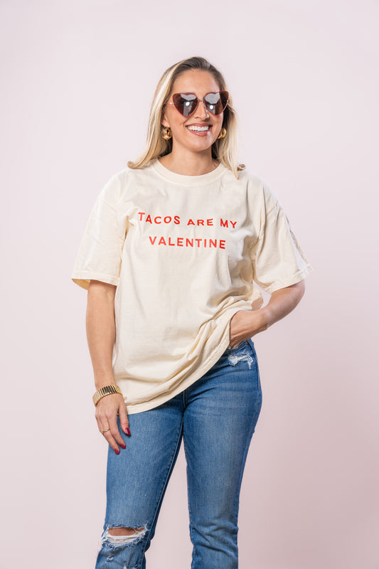 Tacos Are My Valentine (Red) - Tee (Vintage Natural, Short Sleeve)