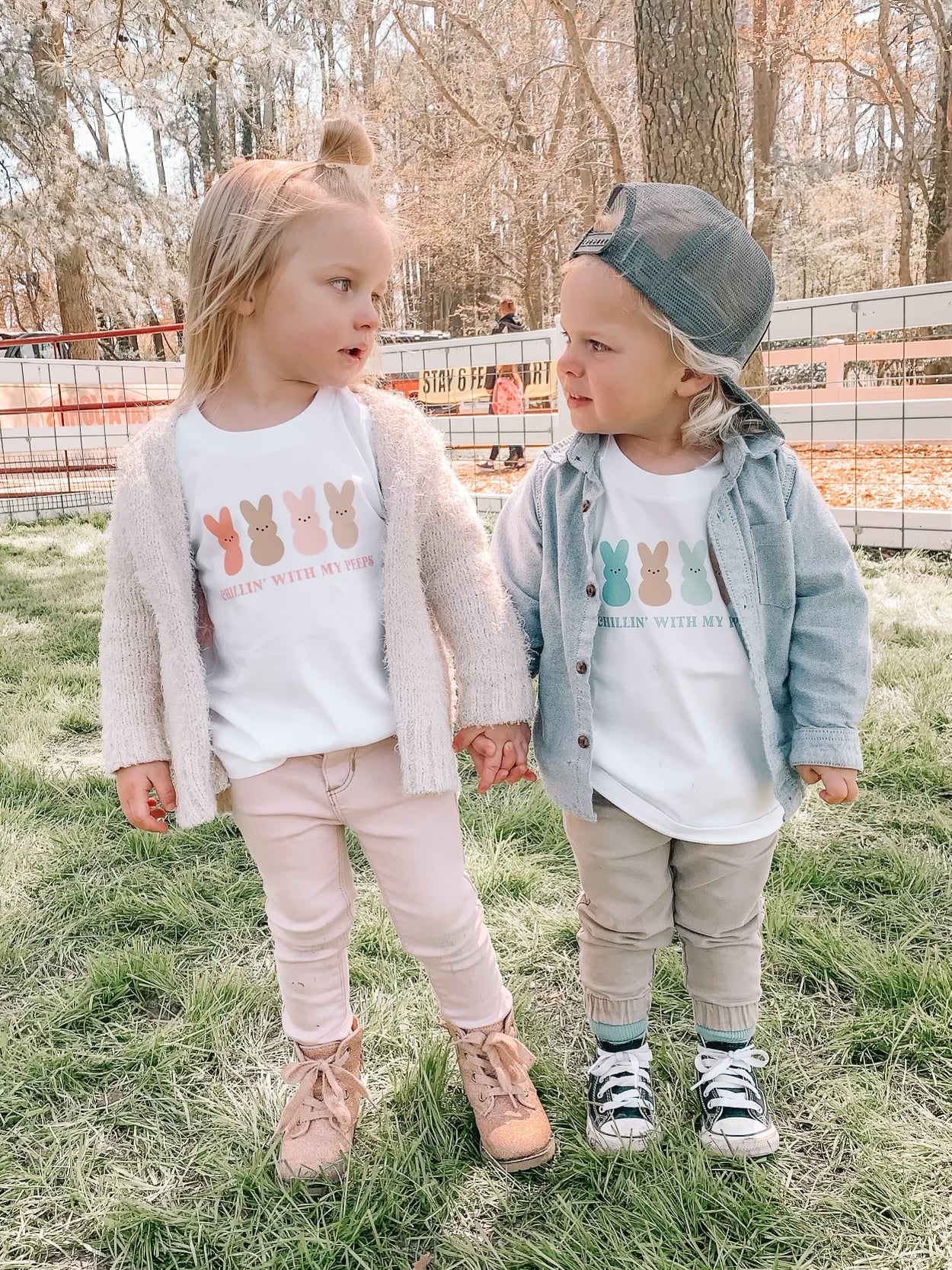 Chillin With My Peeps (Pink) - Kids Tee (White)