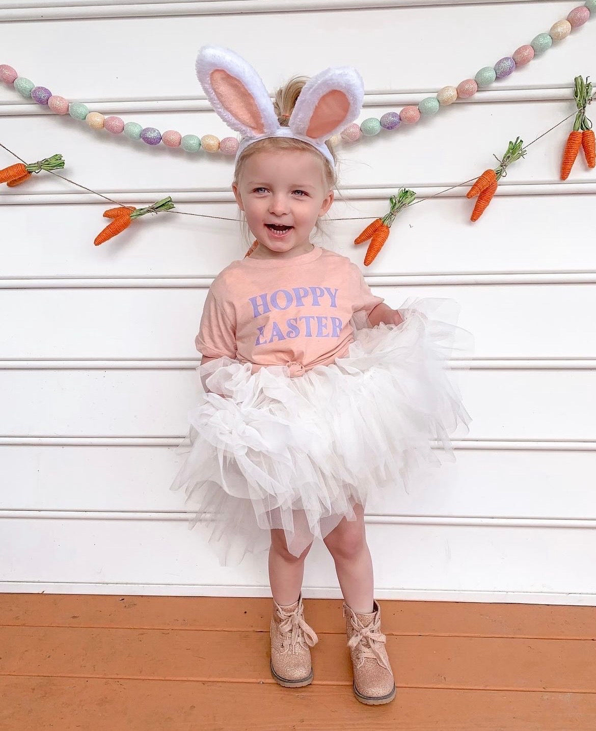 Hoppy Easter - Kids Tee (Peach)